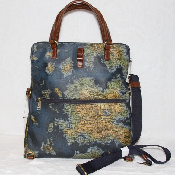 Patricia Nash Trapani Convertible Backpack Travel Bag Map print - Picture 2 of 3